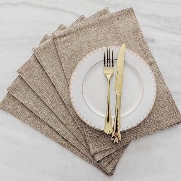 Fabric Cotton Placemats Set of 6 Heat Resistant Dining Table Place Mats Kitchen - Picture 7 of 7